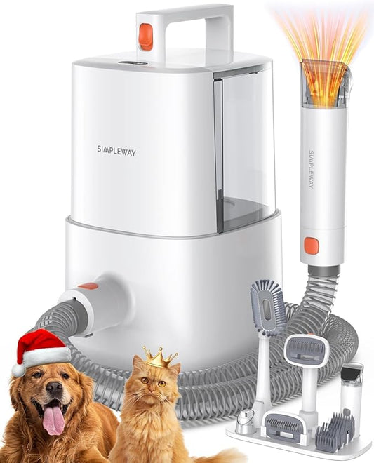 Dog Grooming Vacuum Kit for Shedding: Pet Hair Brush Groomer Attachment Fur Machine Cat Professional Clippers Deshedding Suction Cleaner Home Trimmer Tool Doggie Doggy System Remover Quiet Design