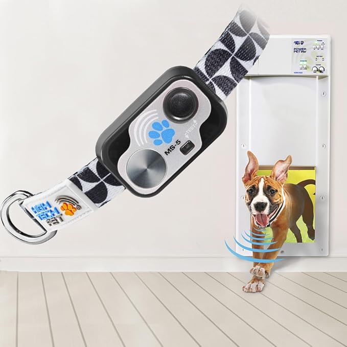 MS-5 Designer Series, Premium Performance Automatic Pet Door Collar by High Tech Pet Brand - Class A Battery Included - Stylish Design - Waterproof - Rugged - USA Support (Modern)