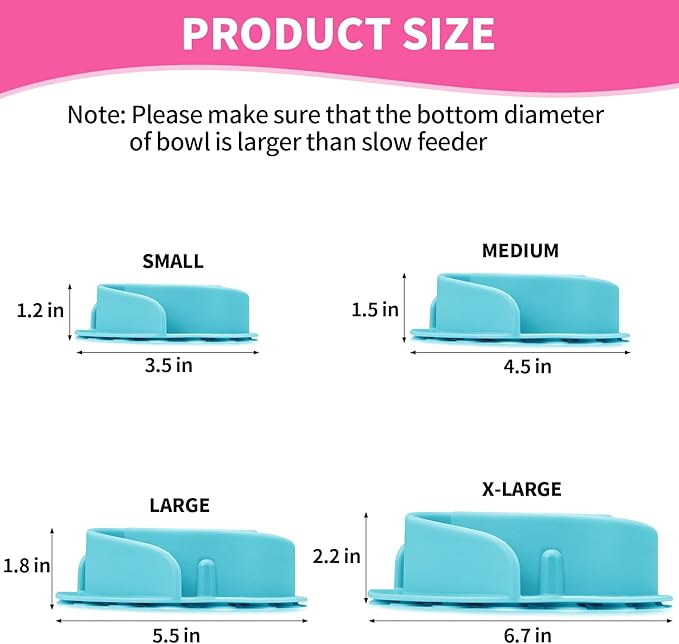 Slow Feeder Dog Bowls Insert, Bestalk Soft Silicone Slow Eating Feeder Insert with Suction Cups for Small, Medium and Large Dogs, Fit into Basic and Elevated Dog Bowls, Teal