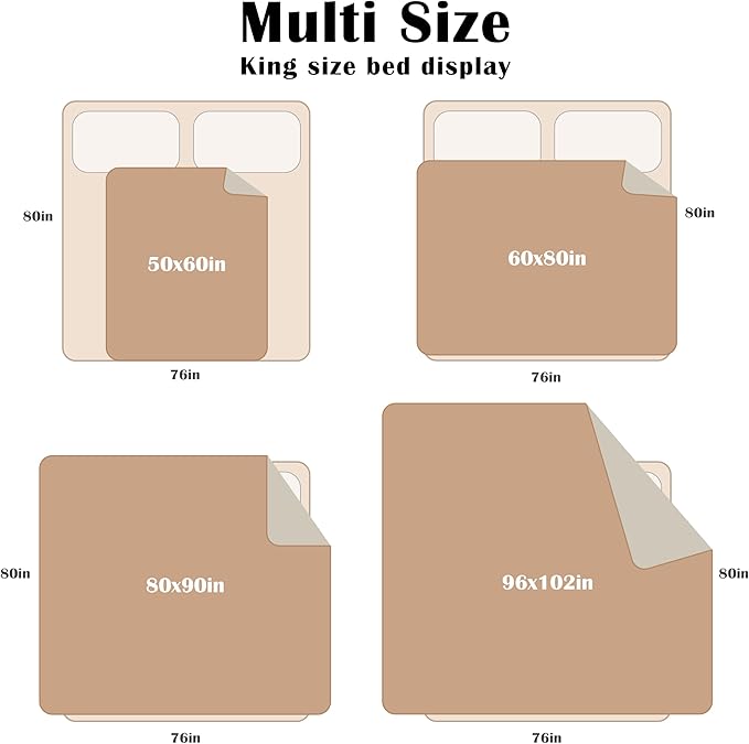 Catalonia Waterproof Blanket for Bed, Reversible Fleece Couch Sofa Furniture Protector, Leak Proof Dog Blankets