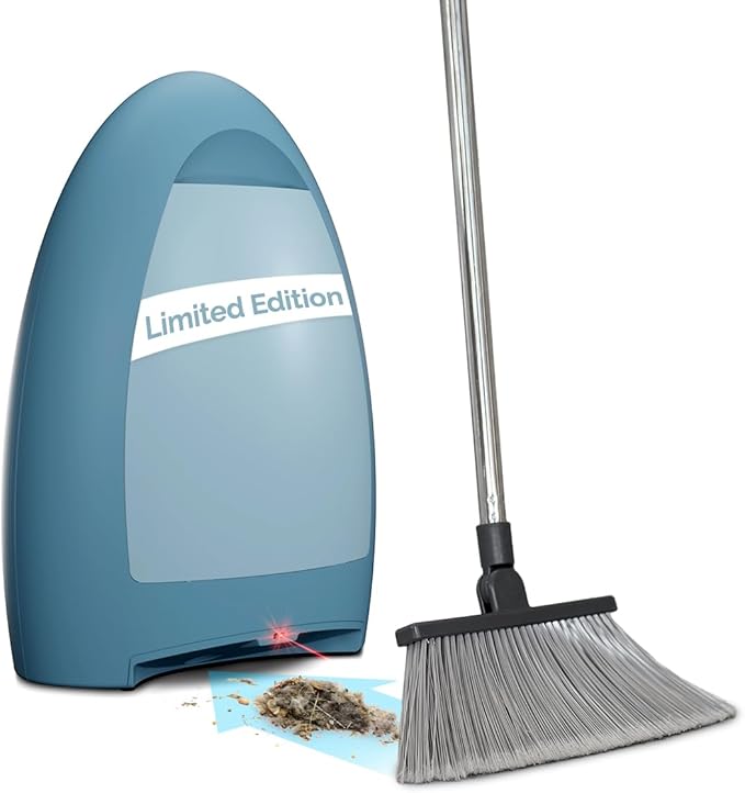 EyeVac Home Touchless Vacuum Automatic Dustpan - Great for Sweeping Pet Hair Food Dirt Kitchen - Fast & Powerful, No More Bending Down, Bagless, Corded, 1000 Watt (Serene Blue - Limited Edition)