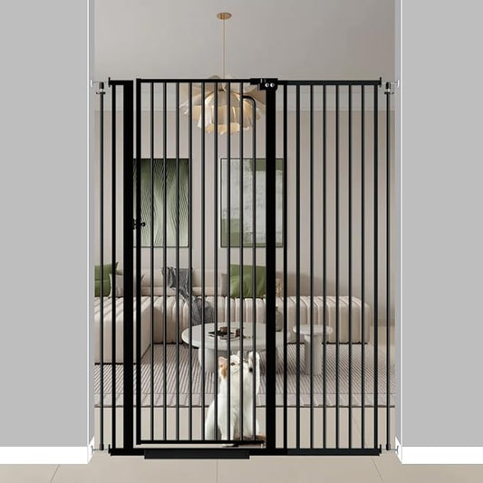 57" Extra Tall Pet Gate for Cats Dogs-43.4"-48" Extra Wide Cat Gate for Doorways and Stairs-1.37" Ultra Narrow Spacing Pressure Mounted Dog Gate with One-Handed Operation(43.4"-48")