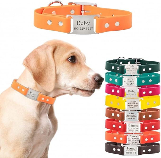 dogIDs Personalized Dog Collar – ScruffTag Custom Waterproof Biothane Dog Collar with Laser-Engraved Name, Durable & Odor-Resistant – USA Made | Creamsicle, 3/4 in x 16 in (Fits Neck Sizes 14-18 in)