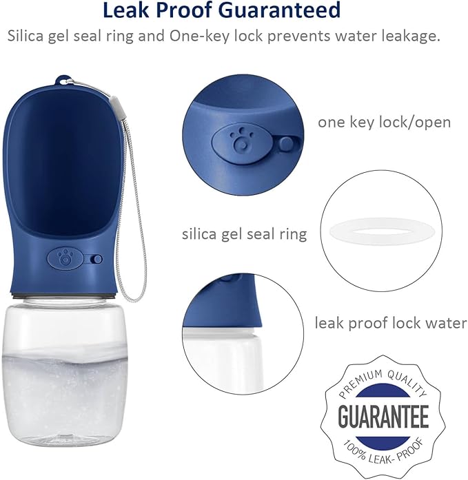 WePet Portable Dog Water Bottle, 12 OZ, Leak Proof Puppy Water Dispenser with Drinking Feeder for Pets Outdoor Walking, Hiking, Travel, Food Grade Plastic