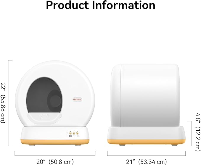 MeoWant Automatic Cat Litter Box，Extra Large Self Cleaning Litter Box for Multiple Cats, App Control, Odor Free, Safety Protection with Trash Bags, Yellow