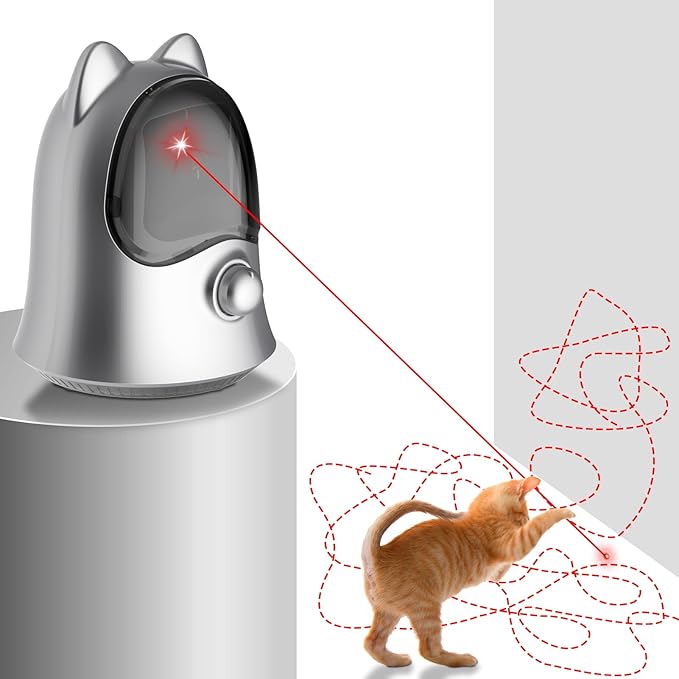 Cat Laser Toys for Indoor Cats, Random Trajectory Laser Cat Toy, Interactive Cat Toys for Bored Indoor Adult Cats/Kittens/Dogs (Silver)