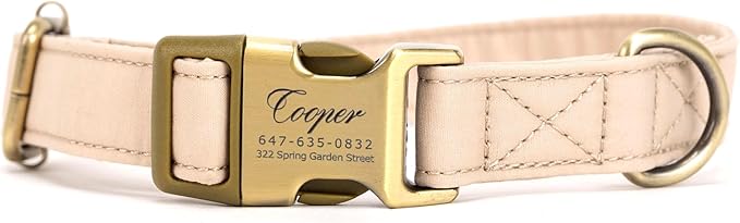 Personalized Dog Collar with Name and Phone Number Engraved,Adjustable Custom Puppy Collar,Organic Cotton Pet Collar for Small Medium Large Boy Girl Dogs
