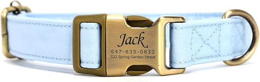 Personalized Dog Collar with Name and Phone Number Engraved,Adjustable Custom Puppy Collar,Organic Cotton Pet Collar for Small Medium Large Boy Girl Dogs