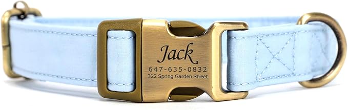 Personalized Dog Collar with Name and Phone Number Engraved,Adjustable Custom Puppy Collar,Organic Cotton Pet Collar for Small Medium Large Boy Girl Dogs