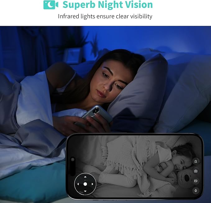 2K Indoor Security Camera, AI Human & Pet Motion, 2.4/5 GHz, 360° Pan Tilt, Night Vision, 2 Way Audio, Compatible with Alexa & Google Assistant (64GB TF Card)