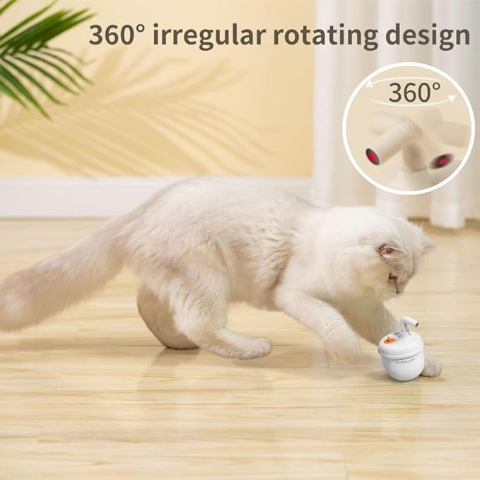Cat Laser Toy,Cat Laser Toy Automatic Rechargeability,360° Rotation Out of Real Randomized Trajectory Motion,3 Modes Interactive for Cats for Bored Indoor Adult Cat Kittens (White)