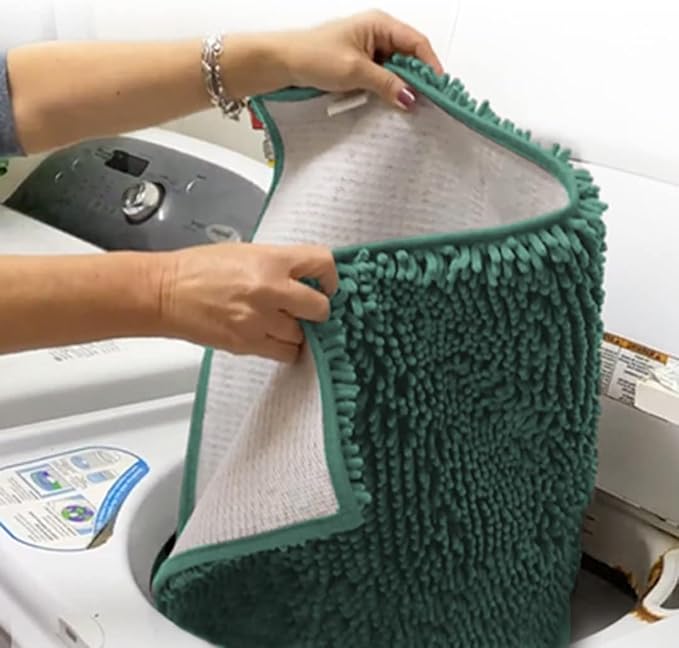 Muddy Mat® AS-SEEN-ON-TV Highly Absorbent Microfiber Door Mat and Pet Rug, Non Slip Thick Washable Area and Bath Mat Soft Chenille for Kitchen Bedroom Indoor and Outdoor - Seafoam Green 24" x 120"