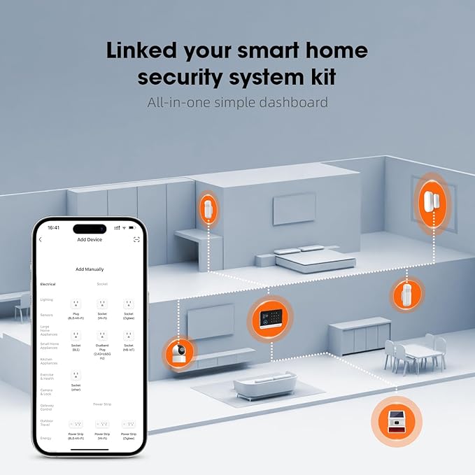 LWOHSI Wireless Home Alarm System with Touch Screen,Smart Home Security System,DIY Door/Window Alarms,Motion Detector,4G Phone Call/SMS/App Instant Alerts,Work with Alexa For House and The Kids Safety