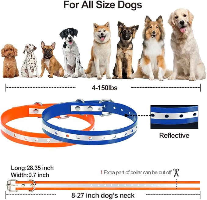 PetJoy Dog Collars Strap, Replacement Collar for Shock Reflective Collar, Adjustable Classic Dog Collar Strap for All Varieties Small Medium Large Dogs (Blue & Orange)
