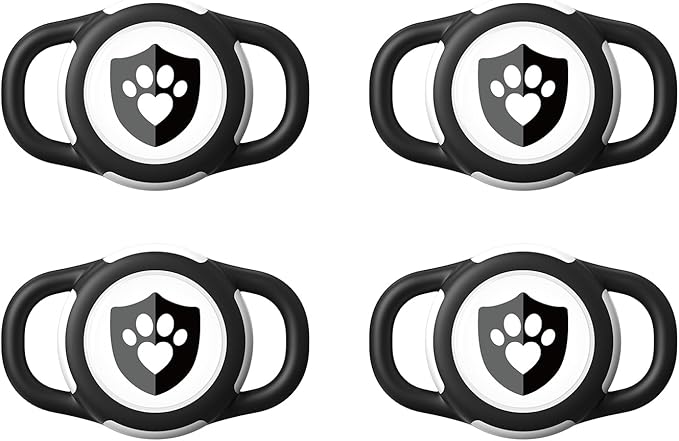 4 Pack Waterproof AirTag Dog Collar Holder for Apple Tracker Black