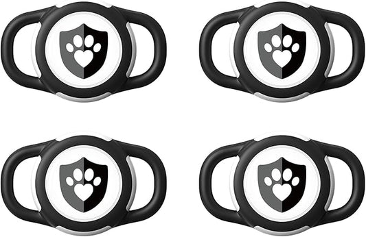 4 Pack Waterproof AirTag Dog Collar Holder for Apple Tracker Black