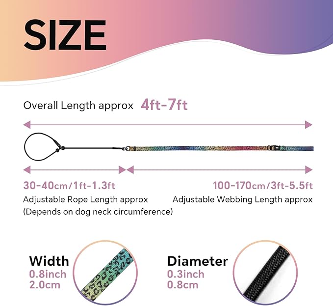 QQPETS Adjustable Slip Lead Dog Leash, Hands Free Waist Leash for Dog Walking, Reflective Training Lead with 360° Swivel Anti-Tangle, 4-7 ft Length for All Breeds