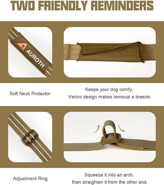 AUROTH Dog Harness and Leash Set, Soft Padded Dog Vest with 5.25FT Dog Leash, No Choke, Easy On Pet Vest, Adjustable Reflective No Pull Dog Harness for Large Dogs, Easy Walking and Training