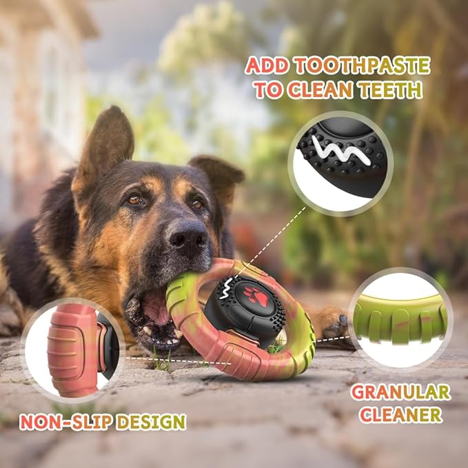 Dog Toys for Aggressive Chewers Large Medium Breed, Indestructible Squeaky Dog Chew Toys, Tough Nylon Rubber Interactive Dog Toys to Keep Them Busy