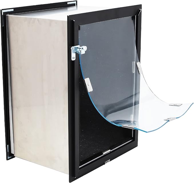 Wall Model | Cat & Dog Doors | Adjustable Tunnel Fits Up to 10" Wide Walls | Energy Efficient Double Vinyl Flaps | Locking Security Cover | Skilled Install Required | Steel Corners | Hale Pet Door