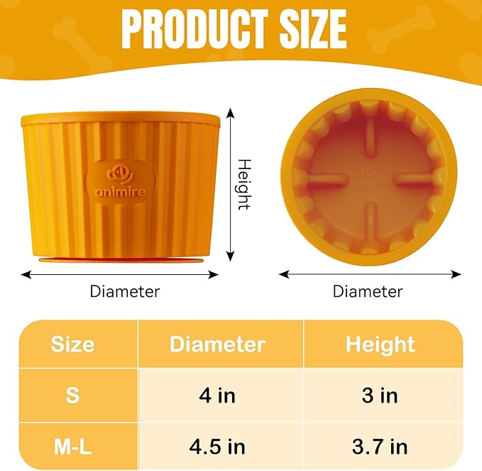 Dog Lick Bowl, Anxiety Relief Dog Licking Mat Freezer Treat Dispenser, Non-Slip Anti-Choking Silicone Slow Feeder Lick Bowl for Small Medium & Large Breed Dogs, BPA Free(Orange,S)