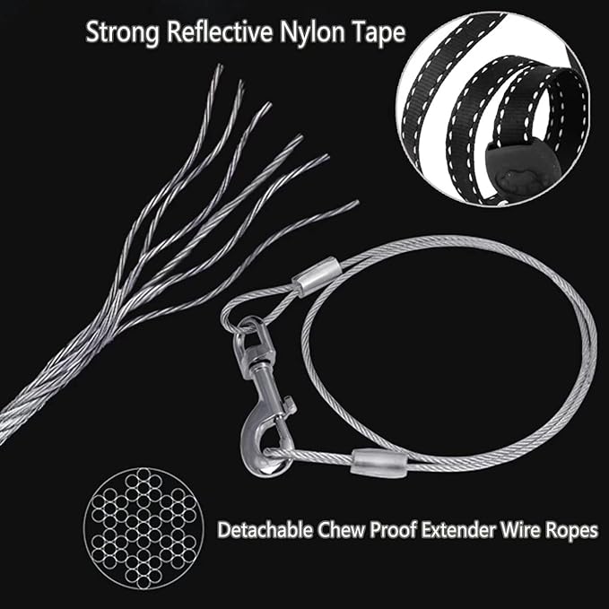 16ft Retractable Dog Leash for Large Breed Dogs up to 110 lbs with a Detachable Chew Proof Extender Wire Ropes (Red L)