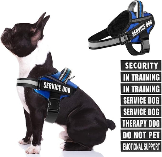 Dog Vest Harness and Patches Set, Animire in Training Service Dog Harness with 10 Dog Patches, Reflective Dog Vest with Handle for Small, Medium, Large, and Extra-Large Dogs