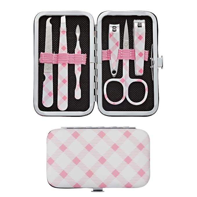 Éclat Manicure Pedicure Kit for Men & Women, 6Pcs Finger & Toe Nail Care Tools Includes Nail Clipper Cutter, Tweezer, File, Cuticle Pusher, Personal Care Professional Grooming Set With Travel Case