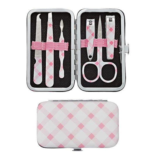 Éclat Manicure Pedicure Kit for Men & Women, 6Pcs Finger & Toe Nail Care Tools Includes Nail Clipper Cutter, Tweezer, File, Cuticle Pusher, Personal Care Professional Grooming Set With Travel Case