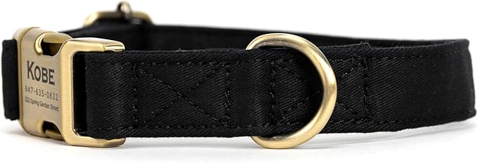 Personalized Dog Collar with Name and Phone Number Engraved,Adjustable Custom Puppy Collar,Organic Cotton Pet Collar for Small Medium Large Boy Girl Dogs