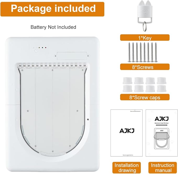 Smart Electronic Pet Door, Automatic Dog Door with 3 Modes, Battery Powered Electronic Sensor Pet Door with 1 Sensing Key, Fit for Large Pets Up to 85lbs. (New Upgraded) - Large Size