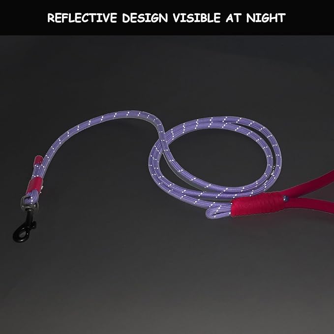 2 Pack Rope Dog Leash, 4.5 ft Lightweight Premium Rope Leash with Comfortable Padded Handle, Reflective Dog Leashes for Small and Medium Dogs, Kid-Friendly Family Set