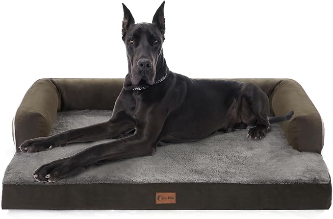 Orthopedic XXL Dog Beds, Waterproof Egg Crate Foam Big Pet Bed for All Breed Sized Dogs 53x42Inch, Washable Extra Large Dog Couch Bed with Removable Cover and Non-Slip Bottom, Dark Green