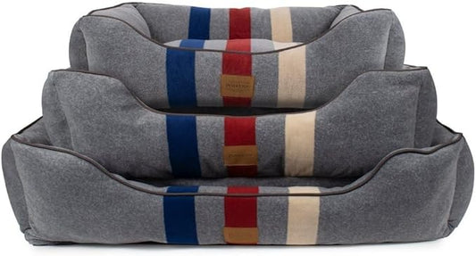 Pendleton Fleece Kuddler Dog Bed - Cabin Stripe Gray, M