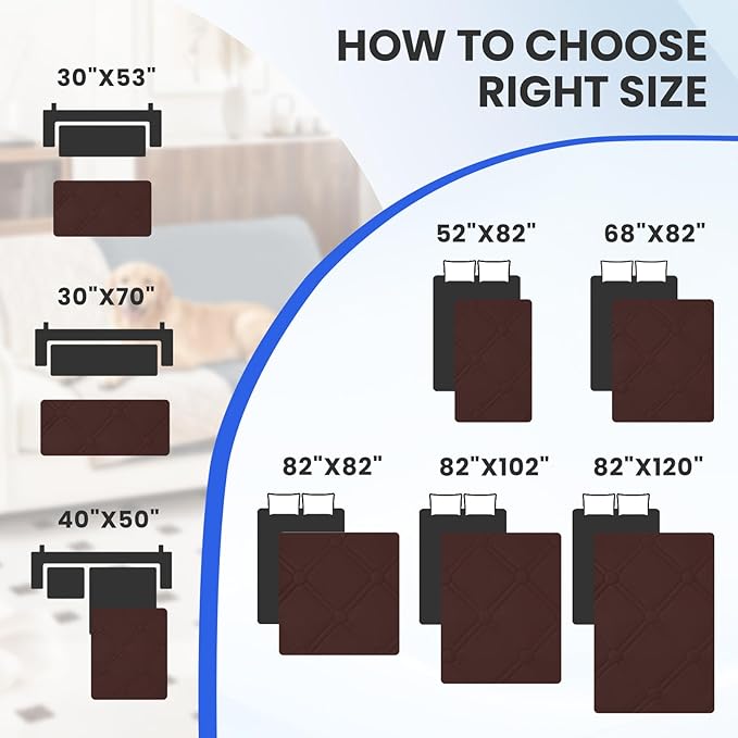 Waterproof Couch Covers for Pets, Waterproof Dog Bed Cover, Anti-Slip Soft Dog Blankets, Couch Cover for Dogs Washable, Pet Blanket for Puppy Large Dogs Cat (82x102 Inch, Coffee)