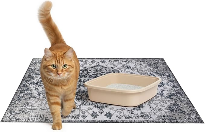 Lovewag Cat Litter Mat 2 Pack - Large 36x48 Machine Washable Easy Clean Non-Slip Waterproof Trapping Mats for Cats - Moonlit Night