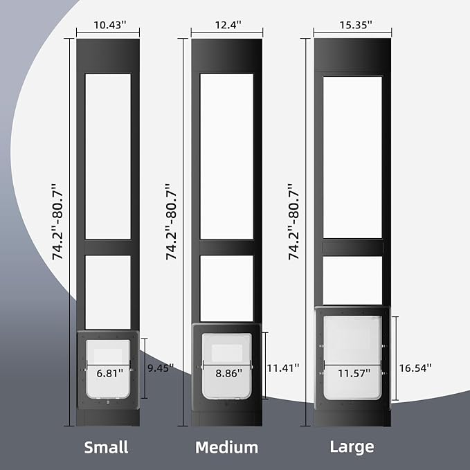 Dog Door for Sliding Glass Door with Magnetic Plastic Flat, Sliding Door Pet Doggie Door Insert with Lock, Adjustable Height No-Cut Required Doggy Door Access for Renters, Apartments, Patio (Black, S)
