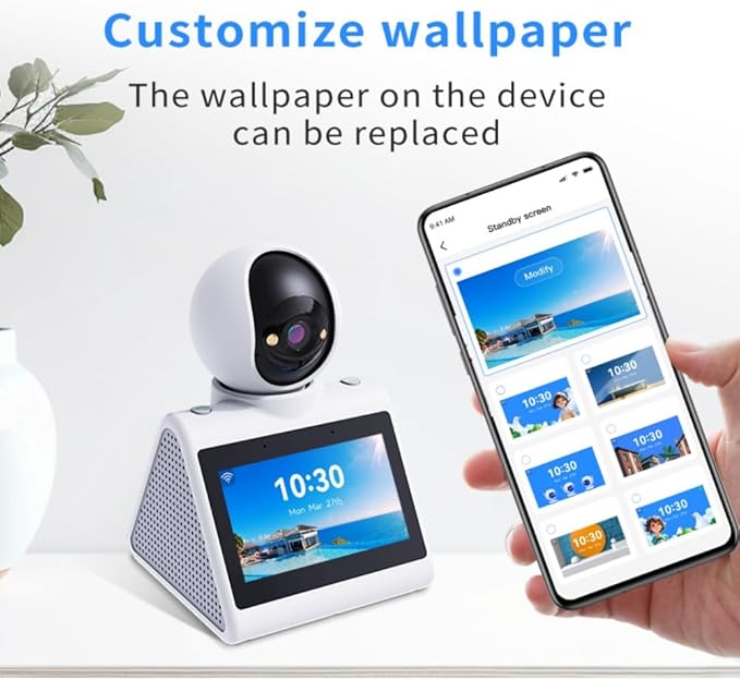 Indoor Home Security Camera,Pet Dog Camera,Two Way Video Camera with 4.3inch Big Screen,Nanny cam, Monitor for Baby/Elder/Nanny/Dog/pet with Phone App Dome Camera(Button Calling Version)