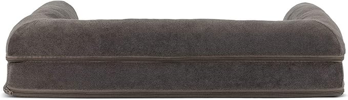 FurHaven Soft, Orthopedic Foam Sofa Dog Bed with Washable & Removable Cover - Sherpa/Chenille - Coffee, Dogs Up to 35 lbs - Medium