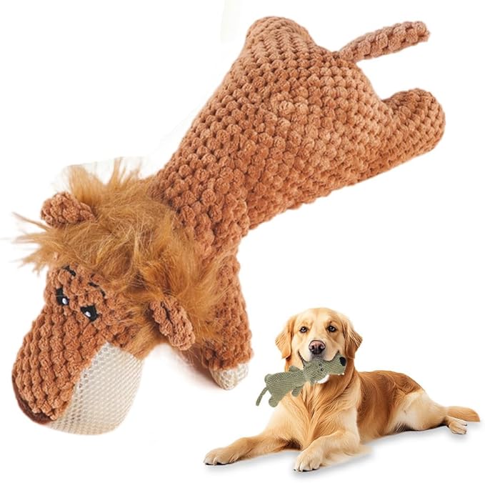 Indestructible Dog Toys,2026 New Dogs Plush Toy for Aggressive Chewers,Stuffed Toys Dogs Squeaky Durable Chew Toy for Indoor Pups Teething (Lion)