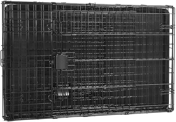 Amazon Basics - Durable, Foldable Metal Wire Dog Crate with Tray, Double Door, 36 x 23 x 25 in, Black