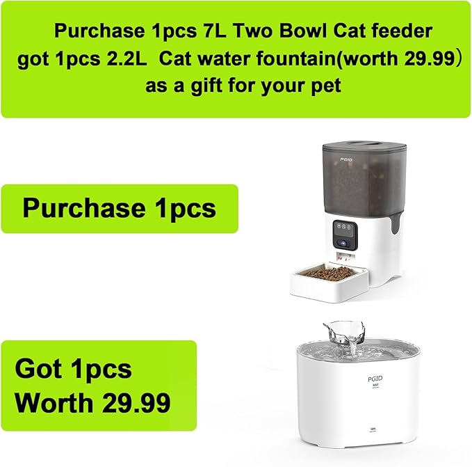 Automatic Cat Feeder with Camera, 1080P HD Video with Night Vision, 2.4G WiFi Pet Feeder for Cat & Small Dog, 2-Way Audio & Meal Call Pet Food Dispenser, Motion Capturing Auto Dog Feeder 6L