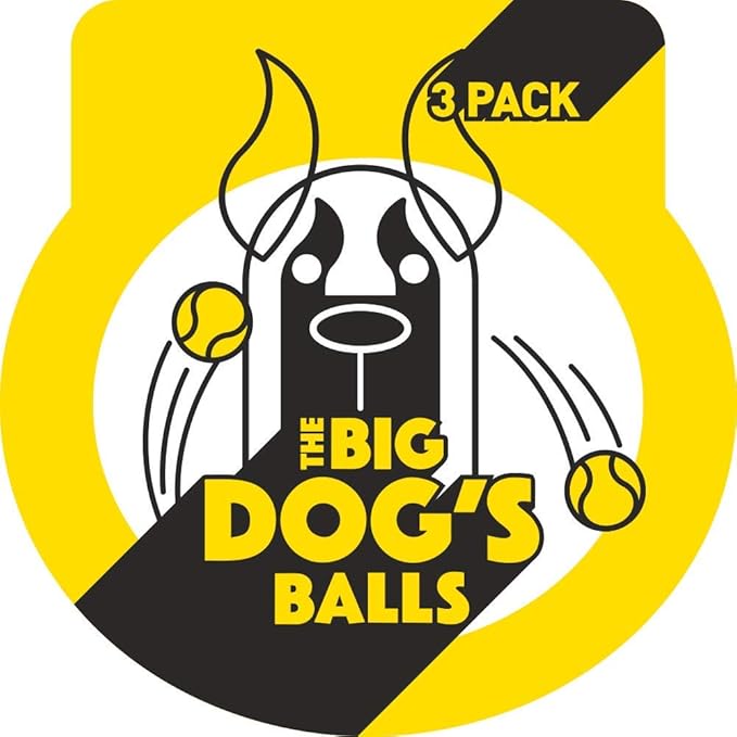 The Big Dog's Balls, Dog Tennis Balls, Yellow 3-Pack, Strong Toy for Agility Training, Puppy Training, Play, Exercise & Fetch 3 Inches Diameter