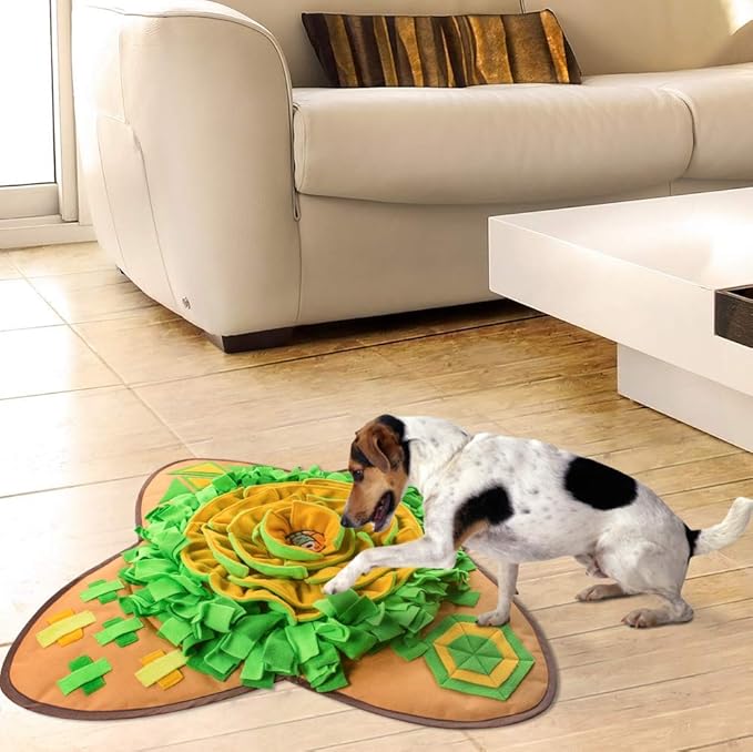AWOOF Snuffle Mat Pet Dog Feeding Mat, 28''x28'' Interactive Dog Puzzle Toys Encourages Natural Foraging Skills