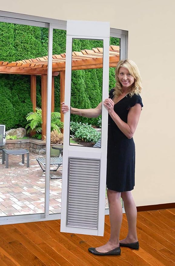 Armor Flex Air Tight Aluminum Frame Low-E Patio Pet Doors - High Tech Pet - Dog Door - Cat Door for Sliding Glass Patio Door Installation - Medium Pet - Regular Sliding Glass Door Height - AF1-SRE-M