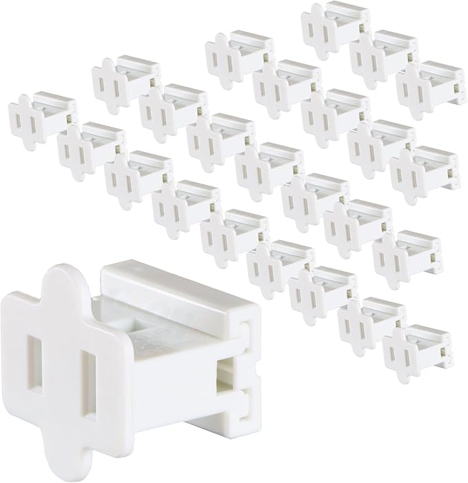 Electric Plugs - 25PCS Female Vampire Plug - SPT-1 White for Christmas Light Strings & Lamps and DIY Projects