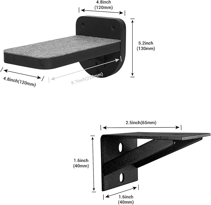 ESPETS Set of 3 Black Natural Sturdy Wood Cat Wall Floating Steps - Wall Mounted Cat Climbing Shelves and Perches, Kitty Stairs Climber Ladder for Wall - Holds up 35lbs