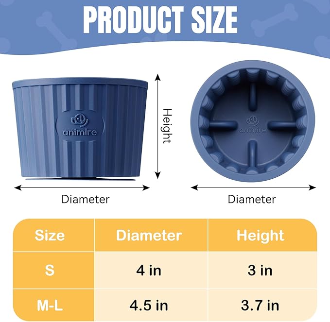 Dog Lick Bowl, Anxiety Relief Dog Licking Mat Freezer Treat Dispenser, Non-Slip Anti-Choking Silicone Slow Feeder Lick Bowl for Small Medium & Large Breed Dogs, BPA Free(Deep Blue,S)