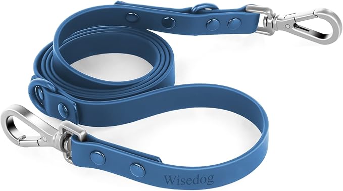 Wisedog Waterproof Dog Leash – 5ft/6ft Adjustable with 2 Metal Swivel Hooks, Easy to Clean Dog Leashes for Small, Medium, Large Breed Dogs (Navy,L)