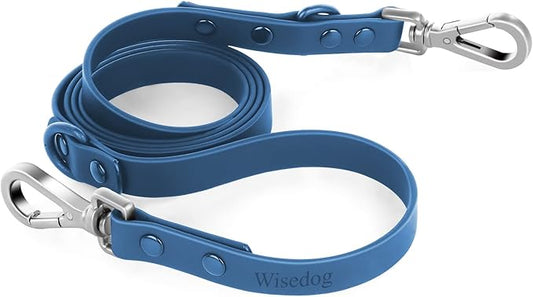 Wisedog Waterproof Dog Leash – 5ft/6ft Adjustable with 2 Metal Swivel Hooks, Easy to Clean Dog Leashes for Small, Medium, Large Breed Dogs (Navy,M)